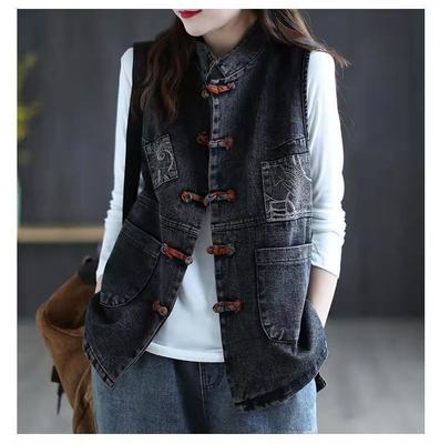 Mulheres Tamanho Grande Denim Colete Estilo Famoso Vintage Coletes Femininos