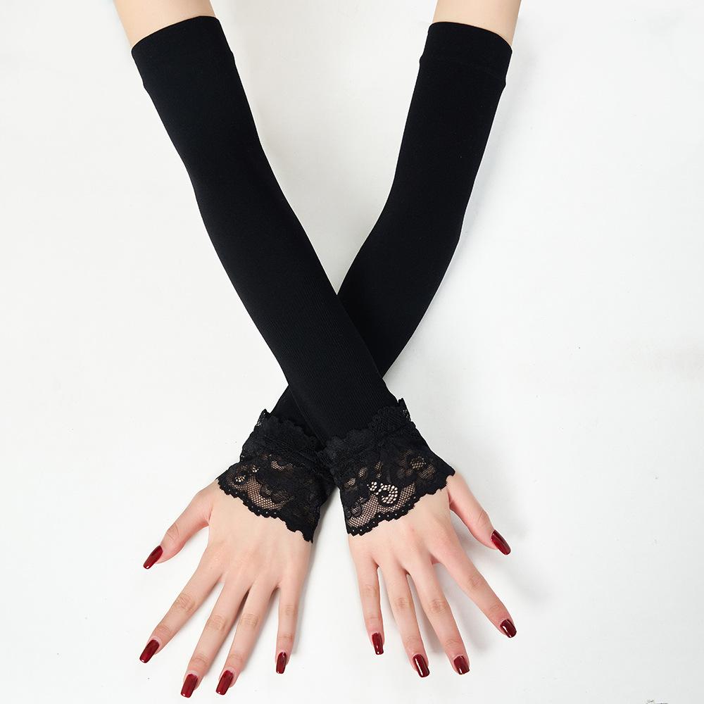 Summer Women's Lace Ice Silk Sleeves Mesh Horn Ice Sleeves Outdoor Etiquette Arm Guards Breathable Fashion Hand Sleeves
