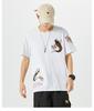 Herren Ethnisches Karpfen Besticktes Baumwoll-T-Shirt, Kurzarm, Lockere Passform, Übergröße, Nationaler Tide-Stil