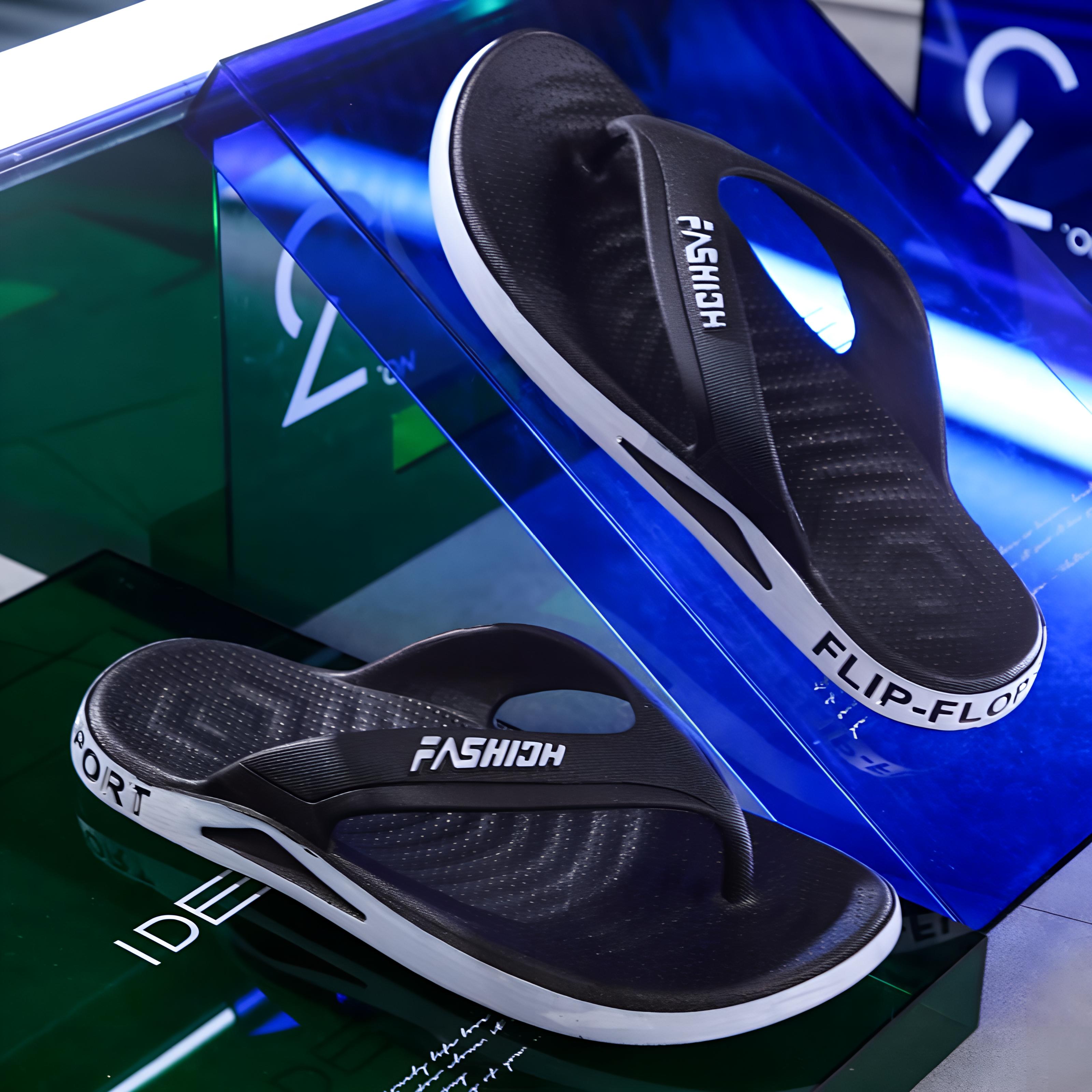 

Мужские прочные нескользящие дезодорирующие шлепанцы: Стильная пляжная обувь для летних прогулок или домашнего использования 42-43 чёрный