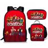 Roblox Retro Cartoon Backpack Set - Trendy 3-Piece Schoolbag for Kids