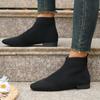 Large Size Women's Boots Medium Black Boots Large Size Women's Short Boots Medium Point Boots High Heel Boots Women's Shoes Flying Weaving