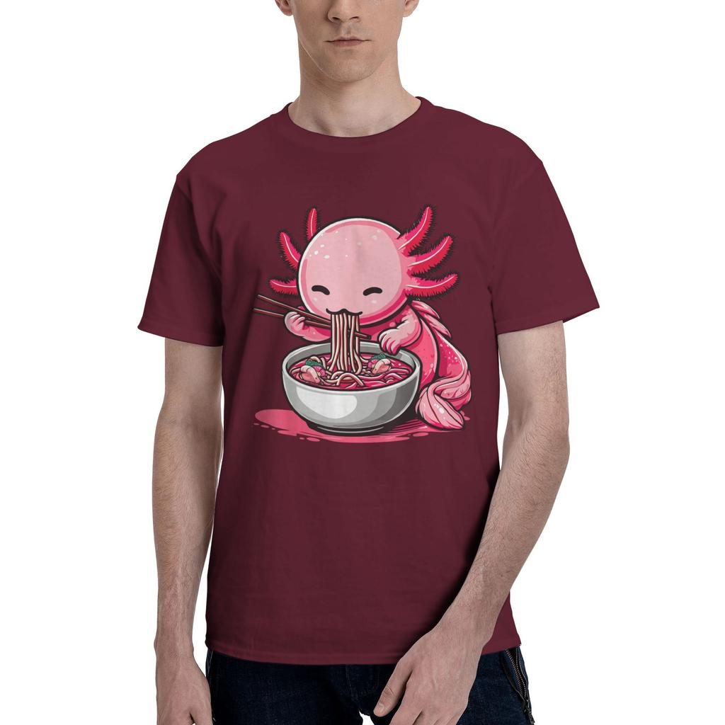 Oversized TShirt Funny Axolotl Noodle Gifts Anime Kawaii Axolotl Eating RaUnisex Noodles Tee Shirt for Unisexs Summer Tops