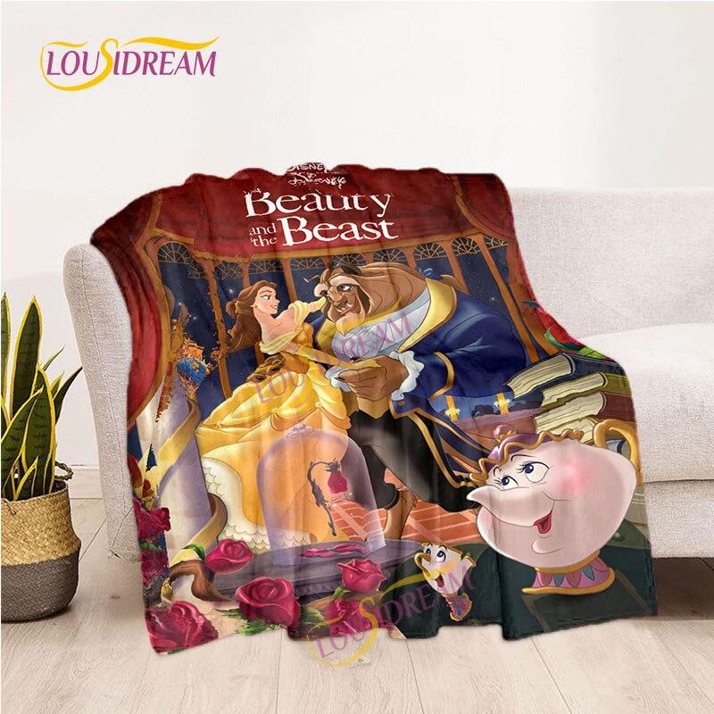 Märchendecke, Picknickmatte, Die Schöne und das Biest, Flanelldecke, Wohnzimmer-Schlafsofa, warme Decke, weiche Decke für Mädchen und Kinder