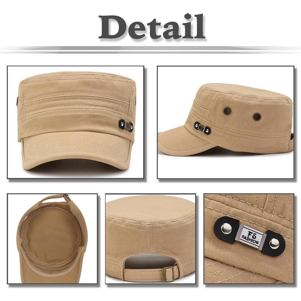 Military Flat CZA394 [White Fang] Hat, Cap, Hat, Casual, Outdoor, Simple, Men's, (Green)