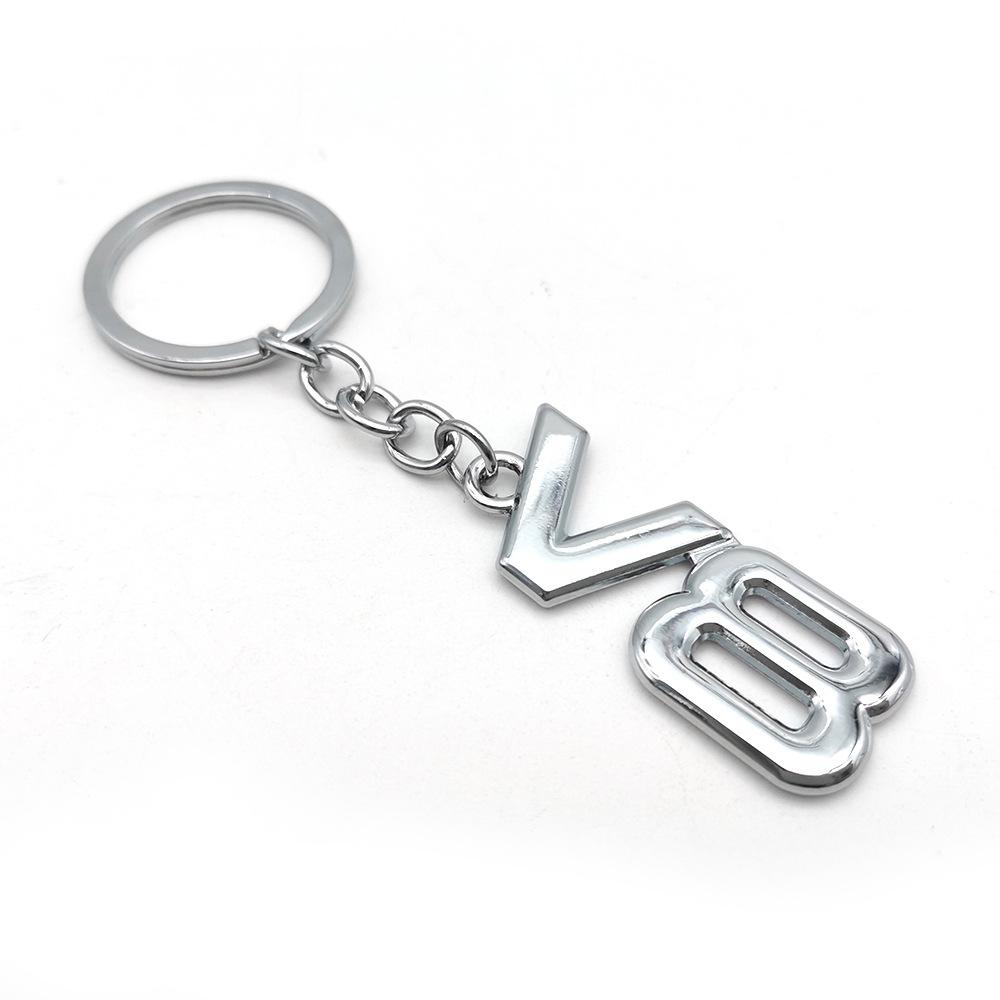 

3D Metal V8 Logo Style Car Keychain Keyring Key Chain Ring Holder for Ford Jeep Dodge Toyota 4Runner LAND CRUISER Chevrolet срібний