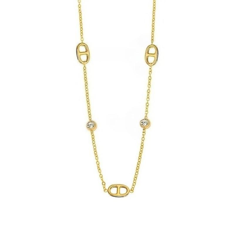 Französisch-stilvolles minimalistisches weißes Diamant-Schweinenasen-Titanstahl-Damen-Exquisites, einfaches, vielseitiges, hochwertiges Halsketten-Ketten-Set