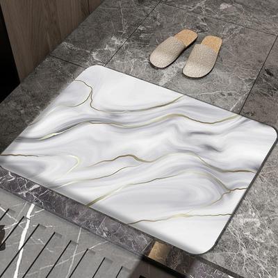 Einfacher Druck Badezimmer Verdickungsmatte Bad Rutschfeste Teppiche Im Waschbecken Badewannenseite Bodenteppich Duschraum Fußmatte Memory-Schaum 3D-Pad