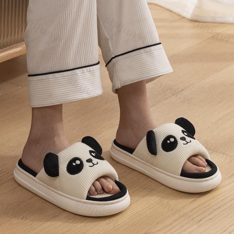 

Women Linen Couples Home Slippers Panda Cat Women Summer Cute Indoor House Non Slip Thick Funny Sandals Cartoon Shoes 2025 New 36-37