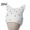 Cozy Headwear for Crochet Headgear Women Girls Ear Hat Girls Cat Striped Slouchy Retro Style