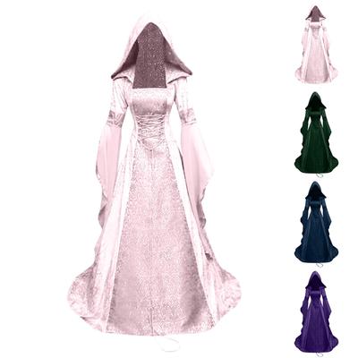 Women's Fashion Long Sleeve Hooded Gothic Dress Floor Length Cosplay Dress