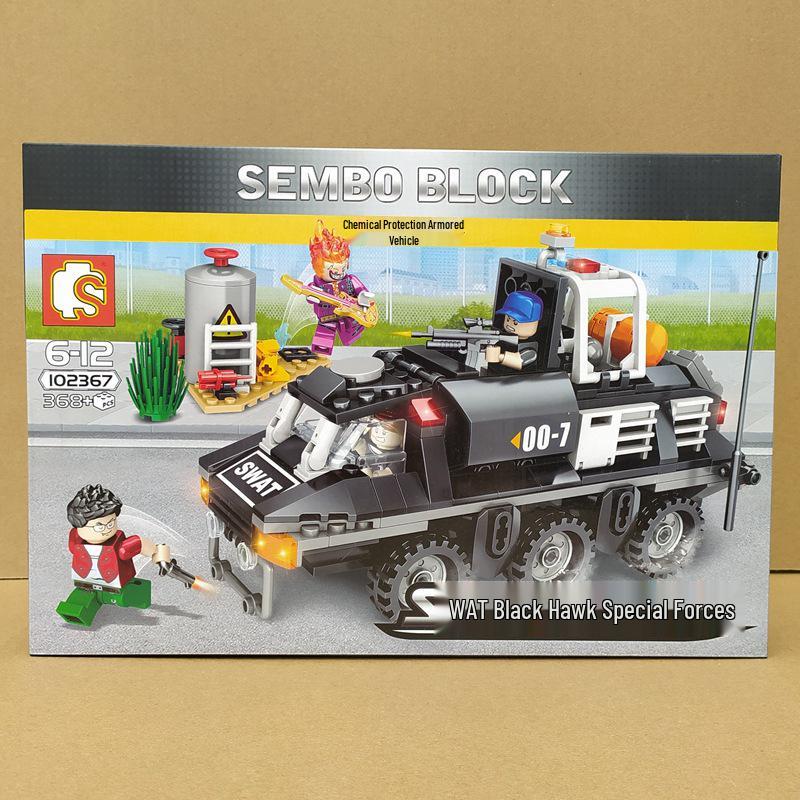 Sembo Black Eagle Special Forces Police Armored Vehicle Building Blocks - Military Model for Kids