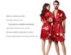 Summer Couple Silk Imitation Loungewear: Women's Nightgowns & Men's Bathrobes with Short Sleeves and Shorts.