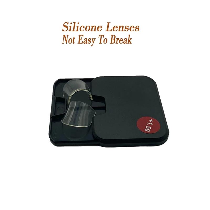 Liquid Silicone Bifocal Reading Lens 2 Pcs Stick-On Presbyopic Lenses Magnification Reusable Bifocal Reading Lenses Readers+1.5