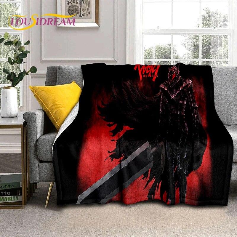 3D Anime Calssic Berserk Cartoon HD Blanket,Soft Throw Blanket for Home Bedroom Bed Sofa Picnic Travel Office Cover Blanket Kids