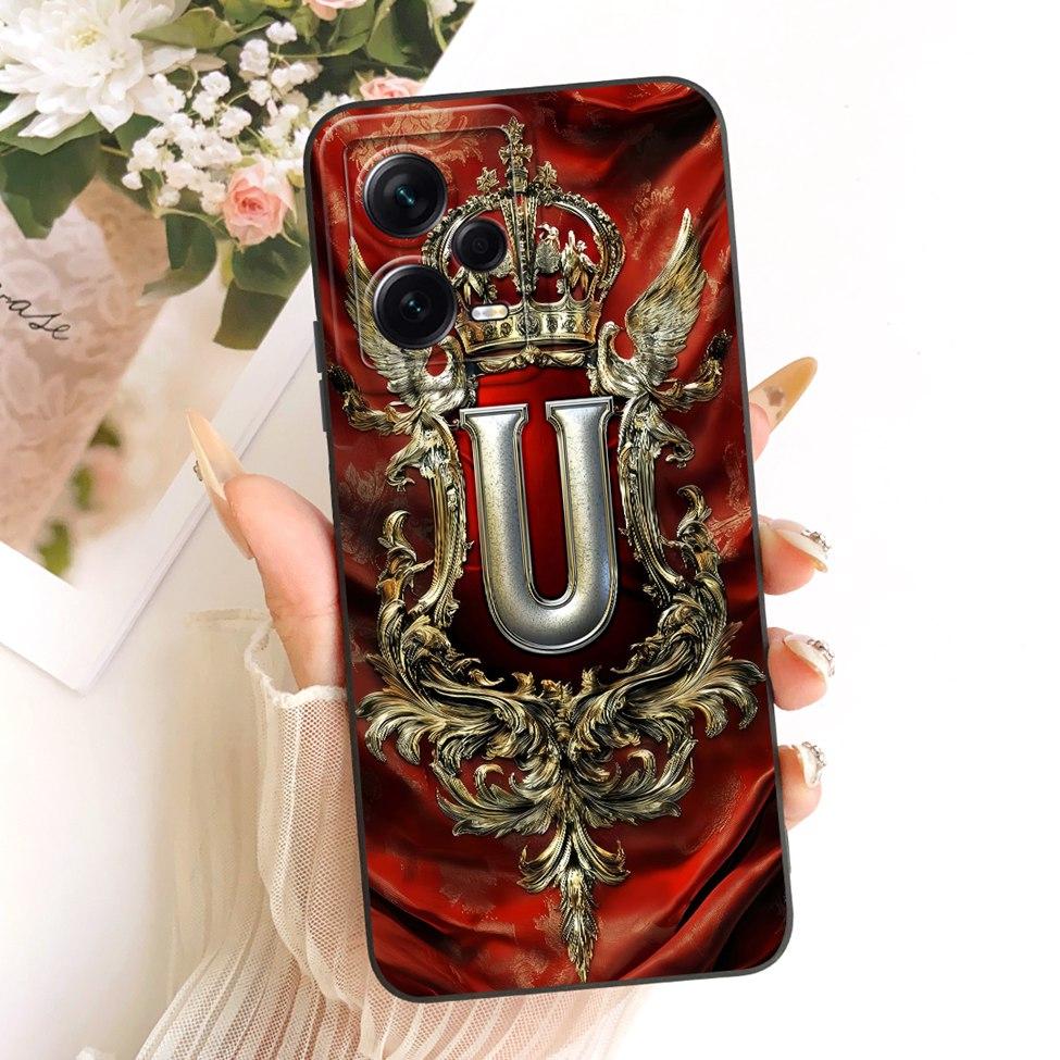 For Xiaomi Poco X5 5G Case Cover Luxury A-Z Letters 2D Painted Silicone Phone Casing For PocoX5 5G 22111317PG 22111317PI