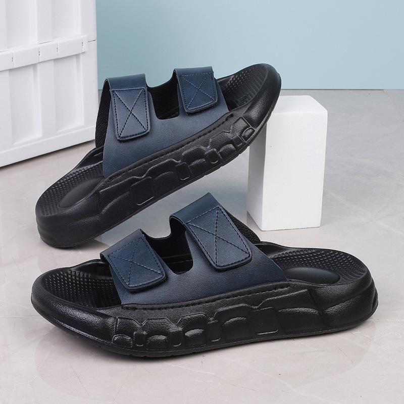 

Boken slippers men s summer wear stepping on shit feeling thick bottom air cushion high grade hollow beach sandals slippers 45 темно-синий