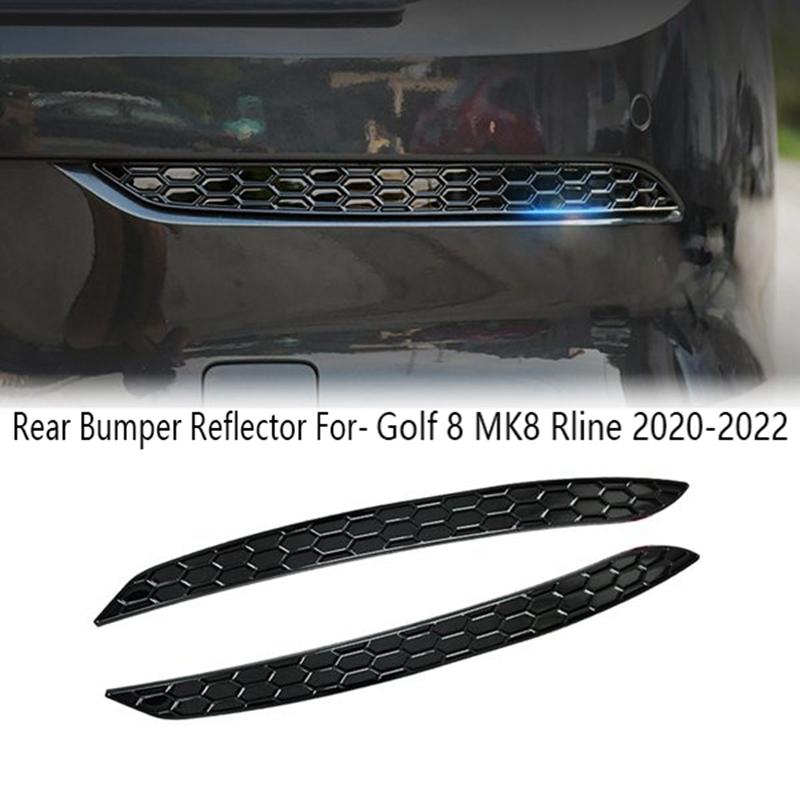 Modified Black Glossy Honeycomb Tail Rear Reflector Fog Light Lamp Cover Trim Strip for Golf 8 MK8 Rline