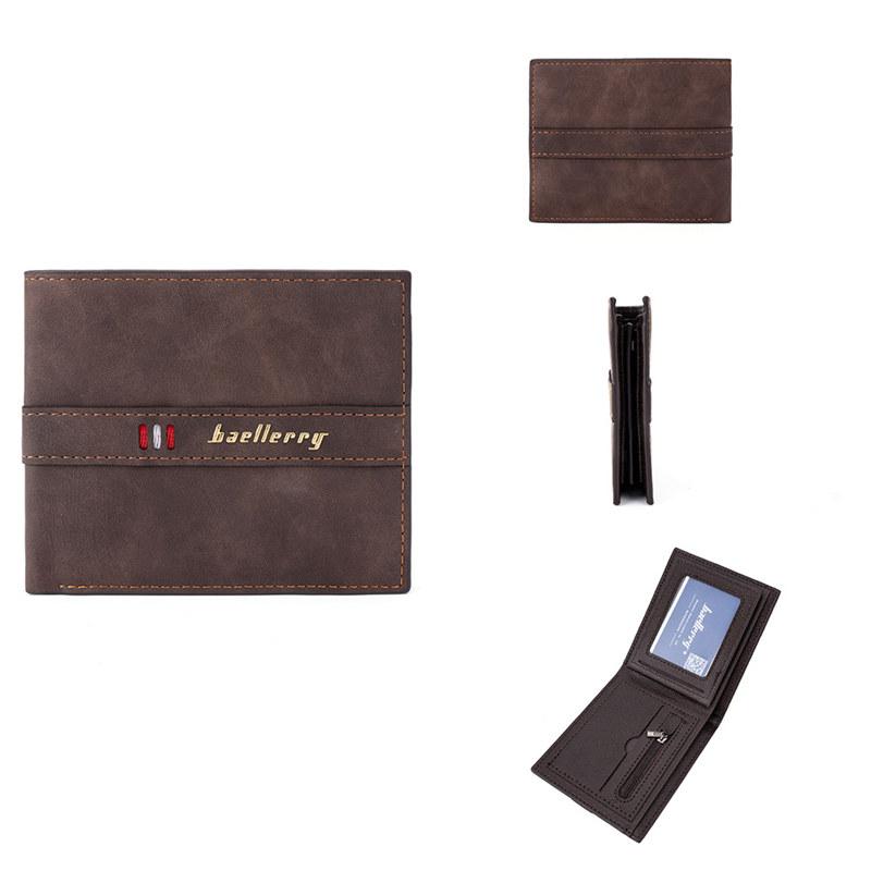

Мужские короткие кошельки Baellerry, винтажный дизайн, держатель для карт из искусственной кожи, деловой кошелек для монет, кошелек для денег 11.5*9.5*2cm кофейный