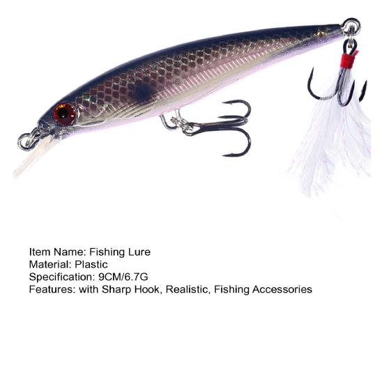 9CM/6.7G Minnow Fishing Lure with Tongue Hooks Hard Artificial Swimbait Freshwater Saltwater Trout Bass Fishing Accessories