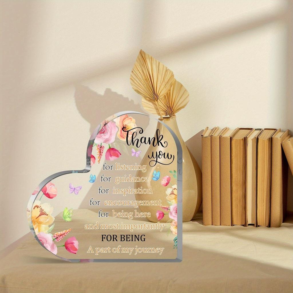 Heart-shaped Acrylic Plaque, Thank You Gift for Teachers, Nurses, Ladies Birthday Gift, Gift for Family, Gift for Friends - Acrylic Desktop Ornament