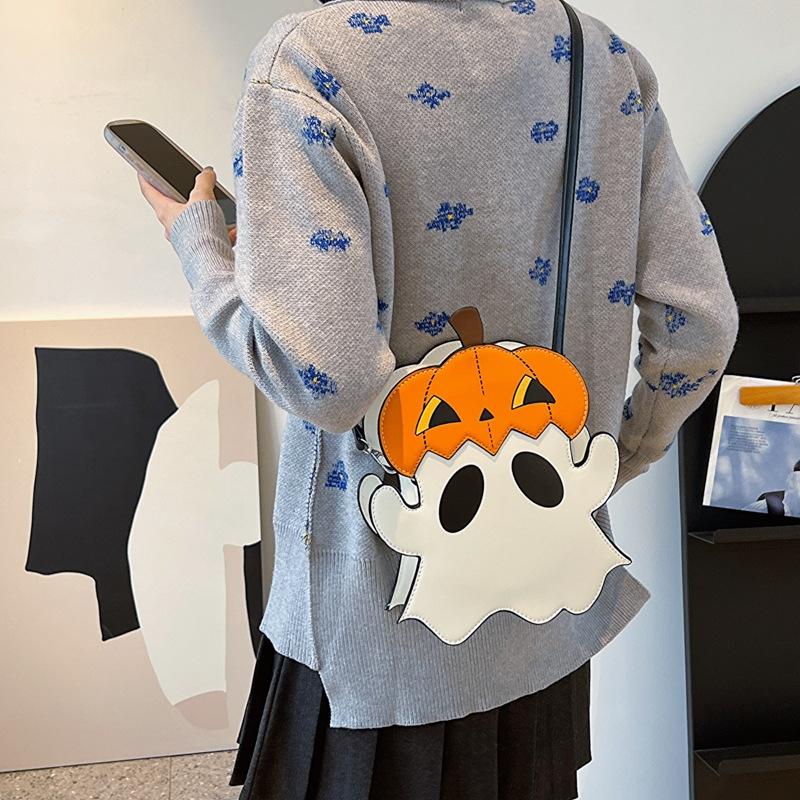 Halloween Shouder Bags Creative 3D Cartoon Pumpkin Ghost Design Cute Bags Women Phone Purses Novelty Personalized Candy Crossbody Bags