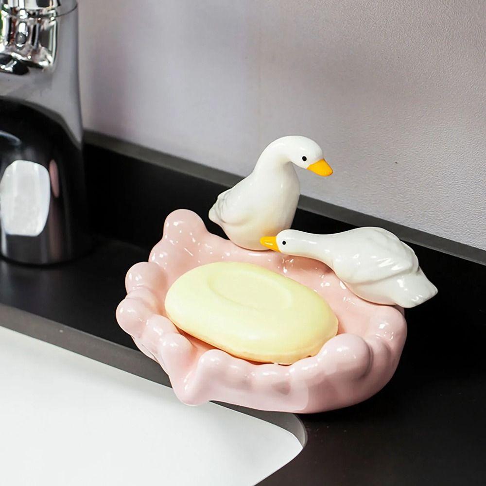 High-end Soap Tray Cartoon Soap Dish Drain Rack Decorative Duck Soap Holder  Toilet
