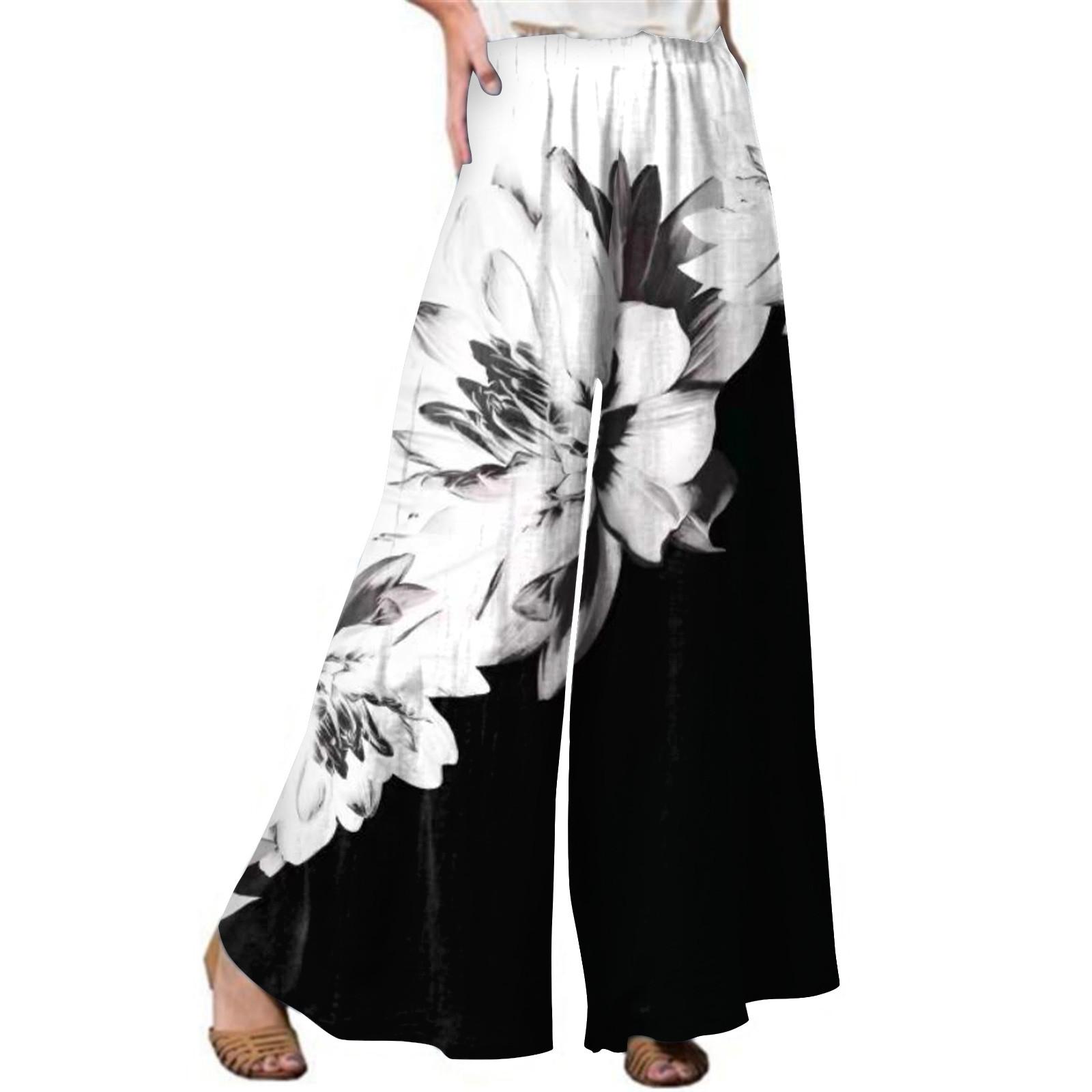 

Модные женские дышащие повседневные свободные брюки с принтом и строчкой L чёрный