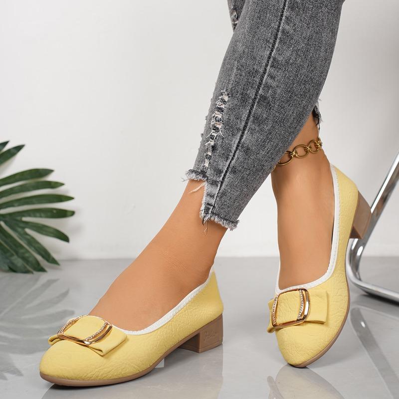 

Fashion Ladies Shoes 2025 Brand Shallow Women s High Heels Fashion Metal Decoration Daily New Round Toe Elegant Best Seller High Heels 40 жёлтый