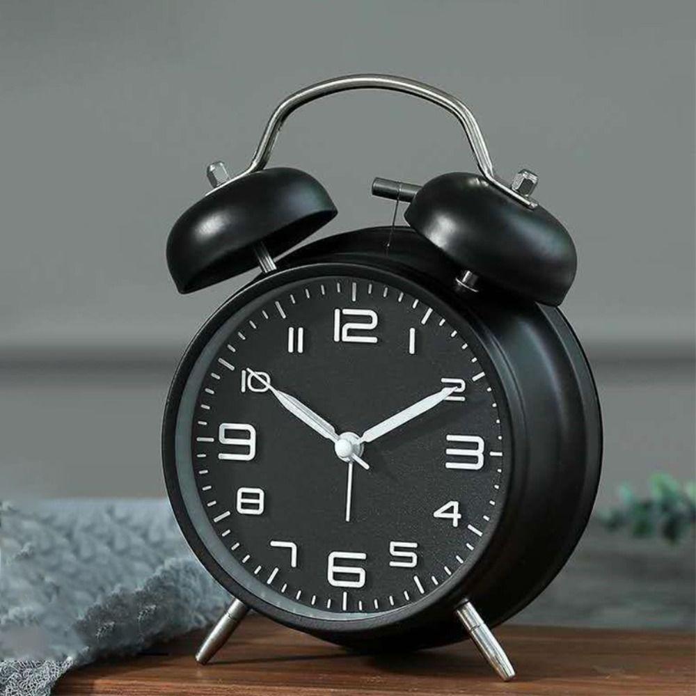 Metal Frame Silent Student Alarm Clock Luminous Table Clock Twin Bell Loud Alarm Clock  Living Room