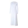 Women's Sexy White V-Neck Retro Lace Patchwork Long-Sleeve Dress - 2026 Early Spring Collection