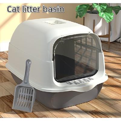 Cat Litter Box Cat Litter Basin Semi- Enclosed Box with Cat Litter Scoop Toilet for Training Cats To Clean Pet