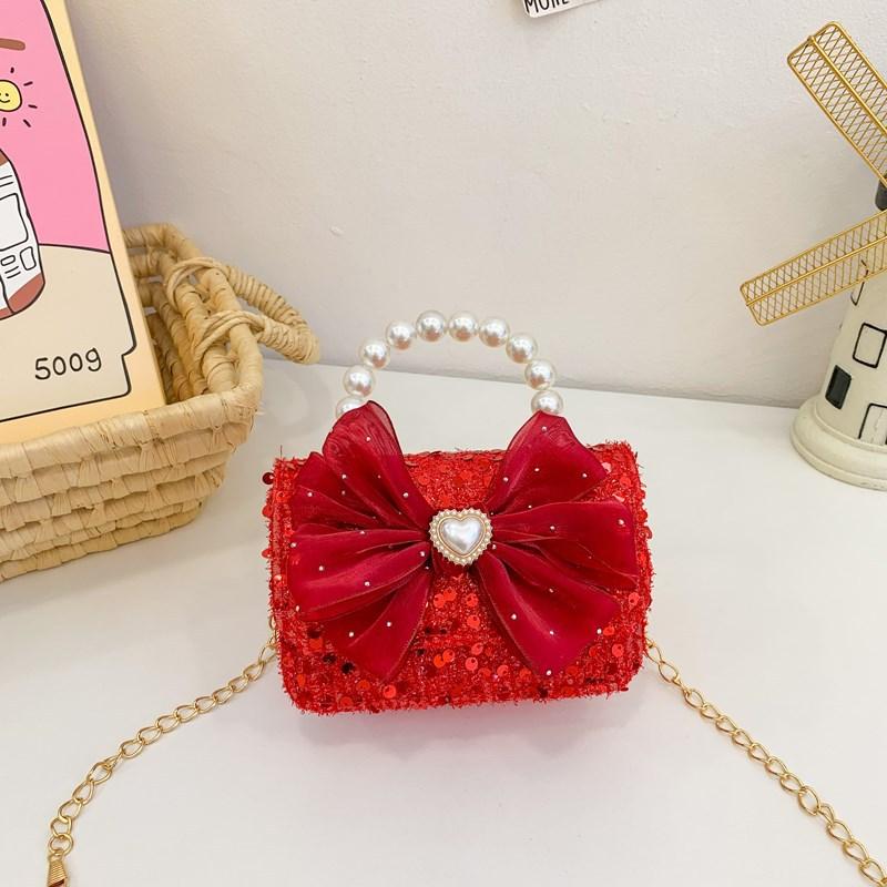 

Whimsical Pu Handbag For Kids With Eyecatching Bows And Charming Elements Floral Sequin Bow