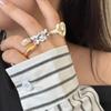 Fashionable Bow Colorful Oil Drip Ring Unique Trendy Irregular Heart Open Ring Colorful Versatile Finger Ring Banquets