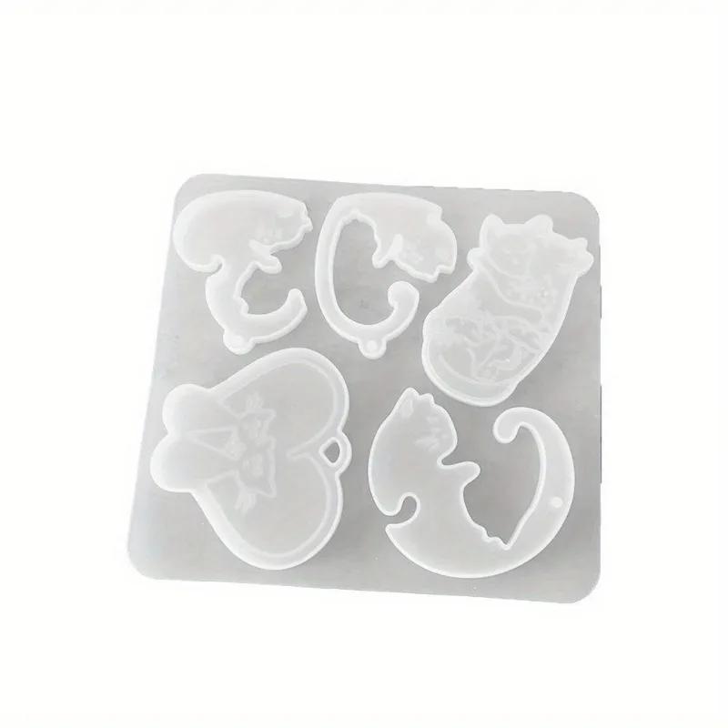Crystal Dropper DIY Resin Cat Pendant Hanging Aromatherapy Couple Kitten Keychain Silicone Mold