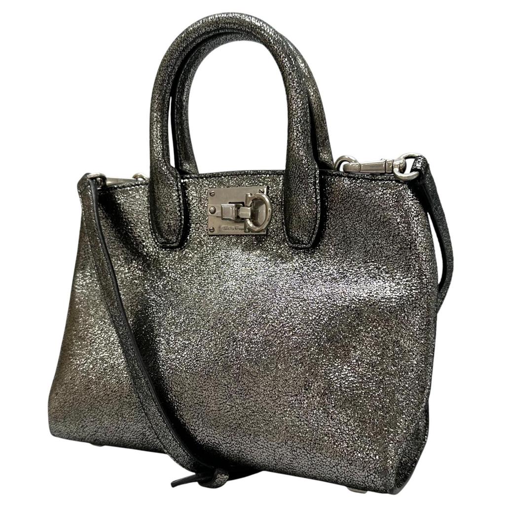 Salvatore Ferragamo Handbag Silver Women 2way Gancini used