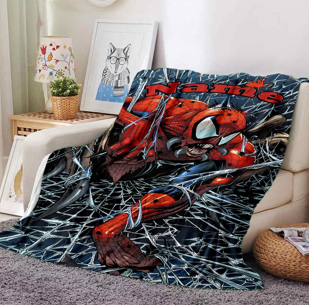 Custom Name Spider-Man Adventures Flannel Blanket Throw Blanket Soft Warm Sofa Bed Decor Unique Gift