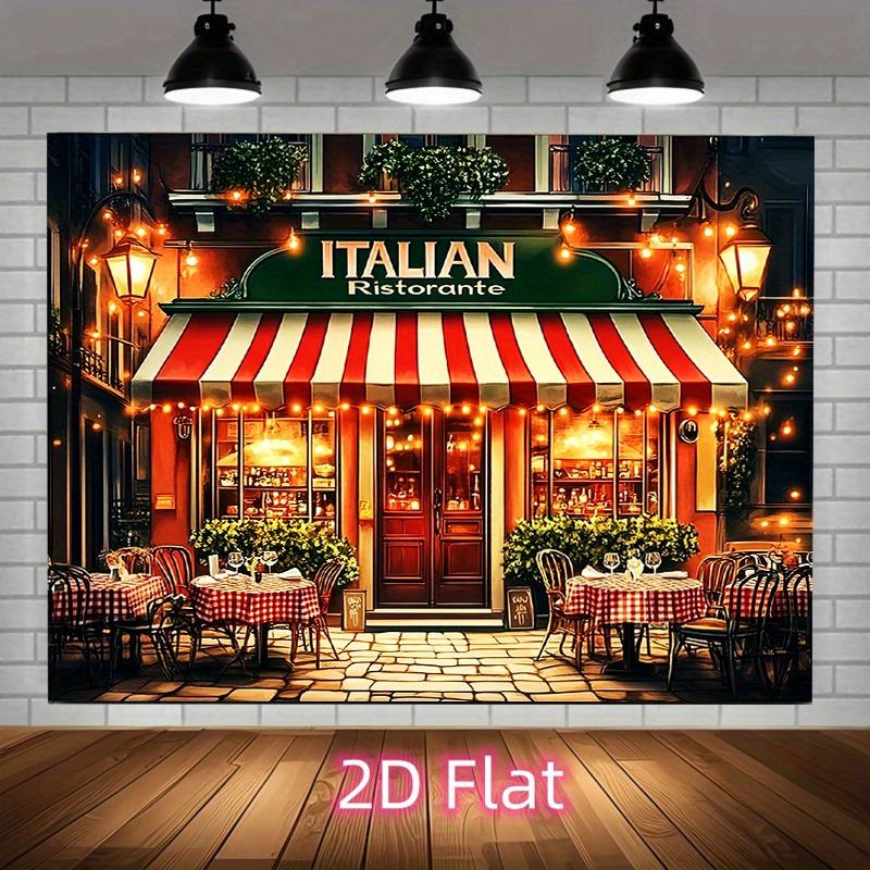 , 2D Flat - A Vibrant And Cozy Italian Restaurant-Themed Polyester Fabric Photography Backdropyzb