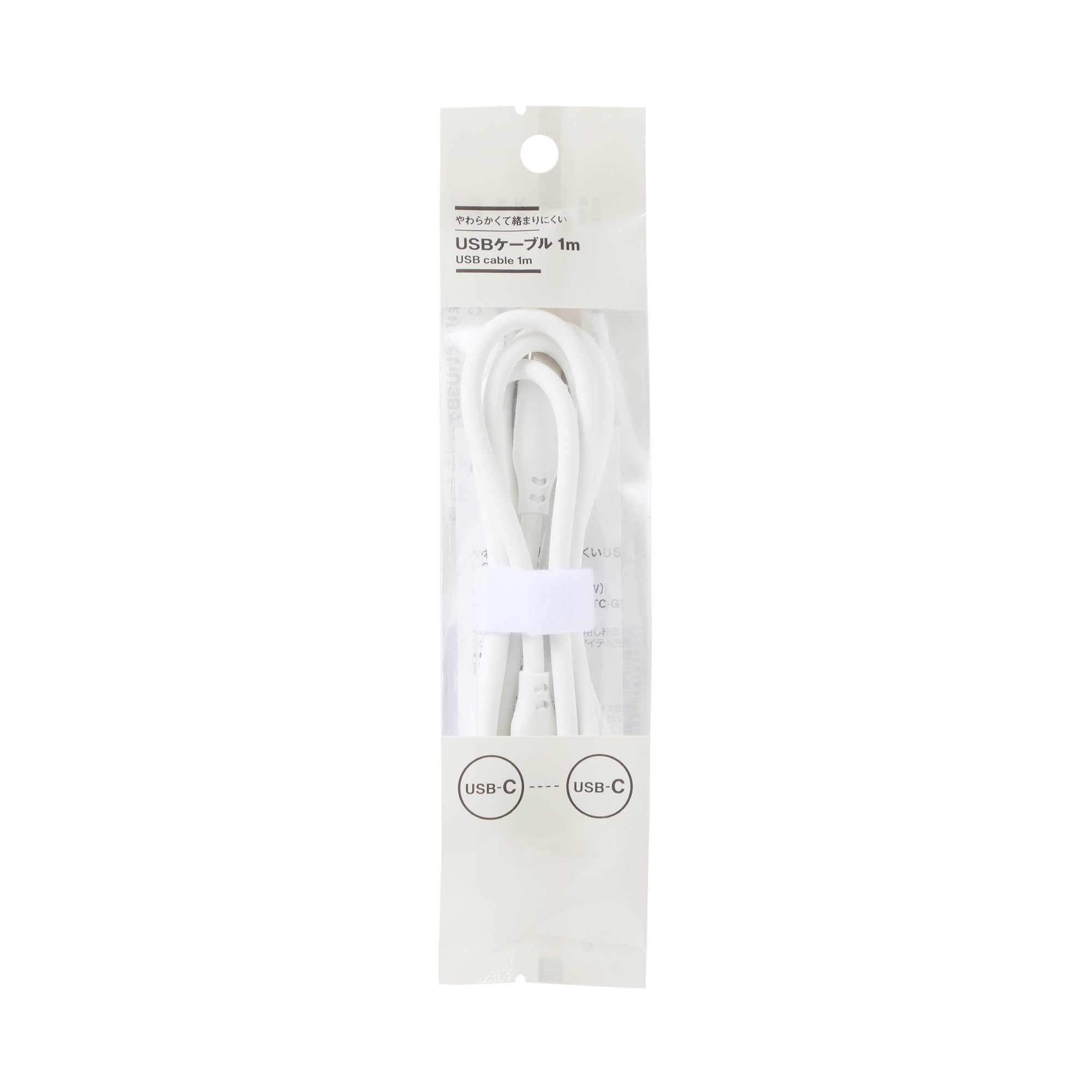 

MUJI USB LA1PUA3A Soft, Tangle-Resistant Cable, 1m, USB-C/USB-C, White, MJ-UC1CTC-W, белый
