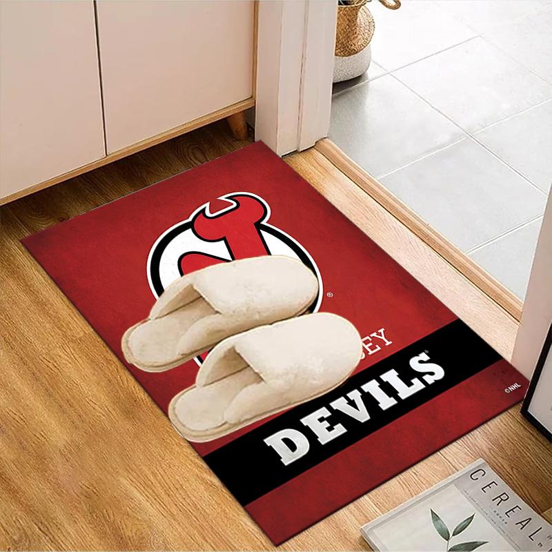 Jersey Devils Logo Floor Mat for Living Room, Game Rooms, Office, Bedroom, Office Floor Mat Playful Design, Christmas Fan Gifts