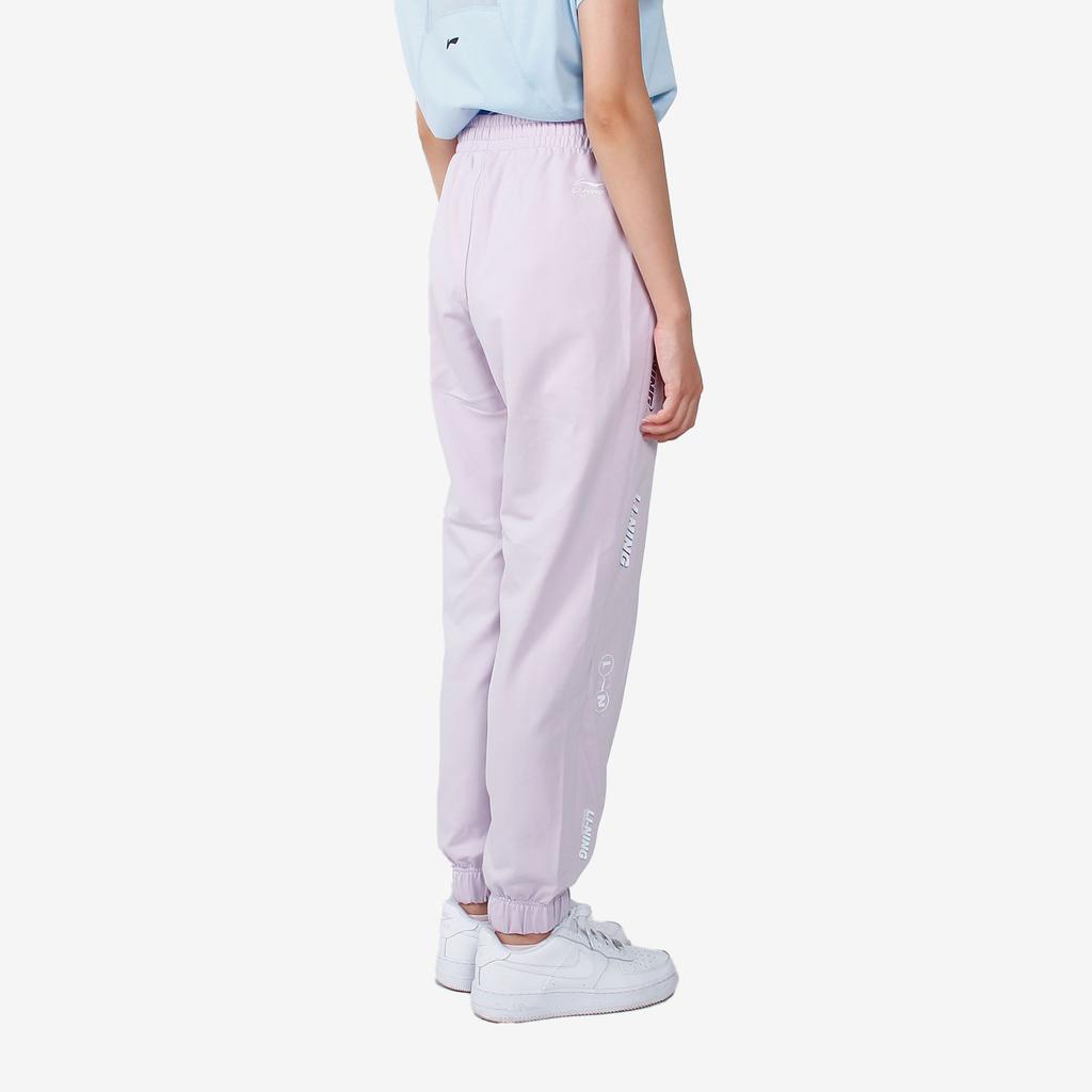 Li Ning Sports Fashion Series Cuffed Loose Logo Knitted Sports Pants Women Pants Moonlight-Purple AKLR172-4
