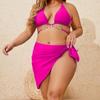 European & American Sexy Inlaid Diamond Bikini Tie-Up Plus Size Swimwear, Three-Piece Set T801