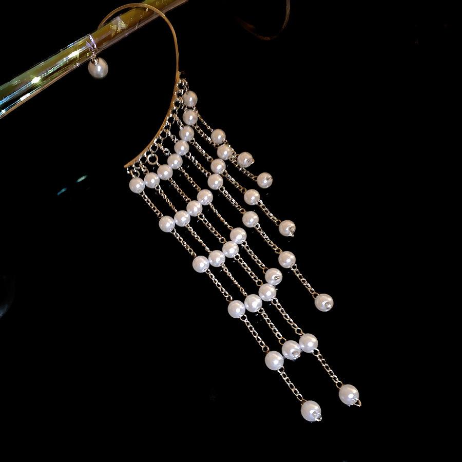Pearl tassel ear hanging European and American retro personality fashion exquisite earrings light luxury high sense earrings design sense