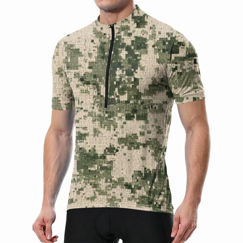 Herren Kurzarm Radtrikot Atmungsaktiv Schnelltrocknend Rundhalsausschnitt Reißverschluss Vorne Leichtes Sportshirt für Outdoor-Fahrten