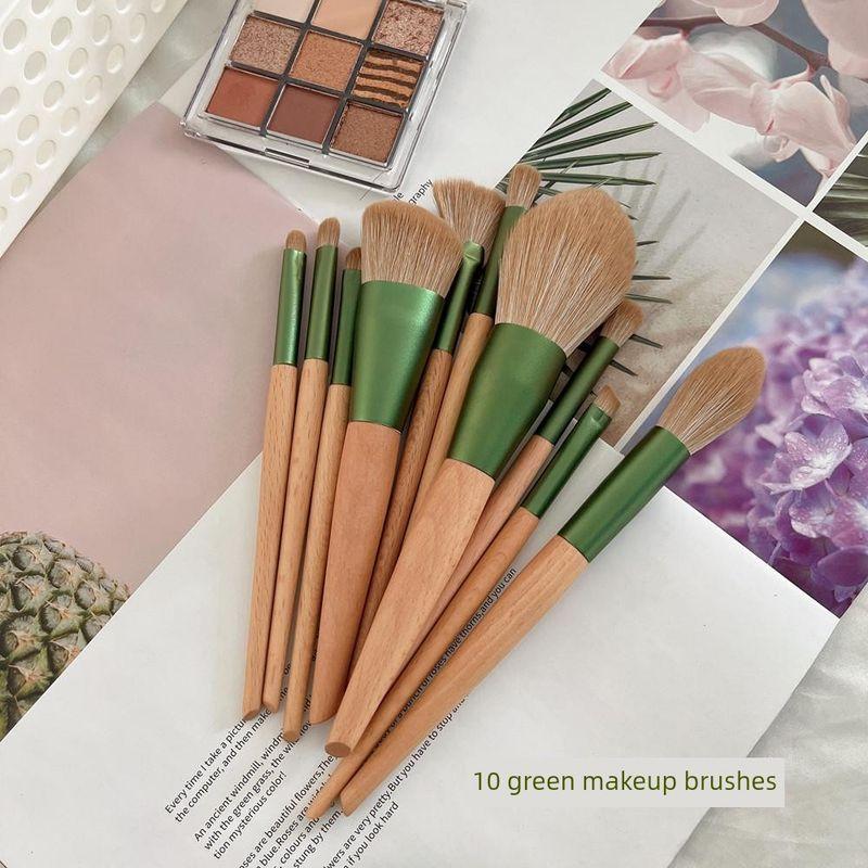 

New Arrival 10 PCs Green Radish Makeup Brushes Suit Super Soft Fiber Hair Face Powder Eye Shadow Eyebrow Brush Makeup Tools In Stock 10 green makeup brushes