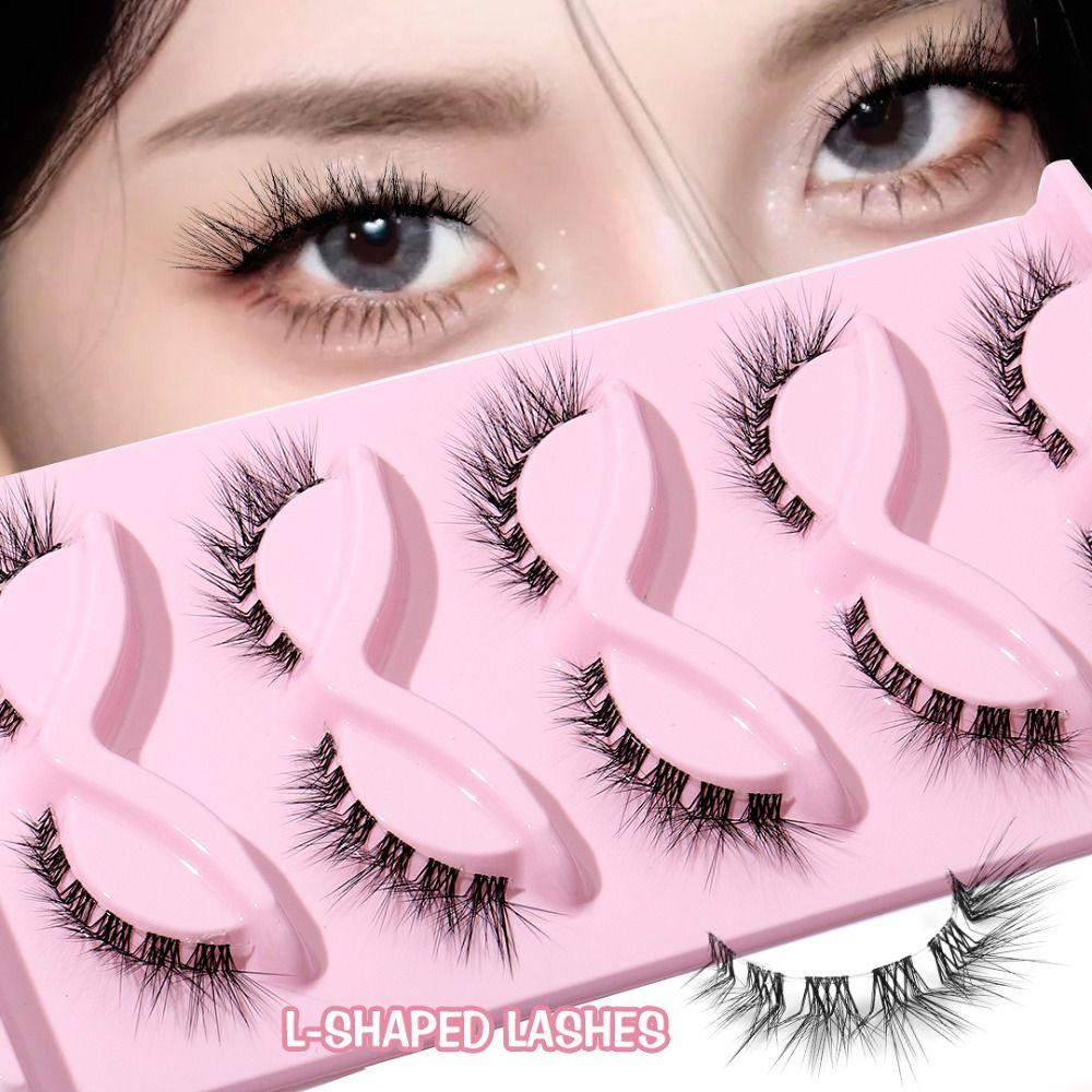 

5 Pair 3D Cat Eye Fake Lashes Eye Tail Lengthening Faux Mink Lashes Makeup Tools