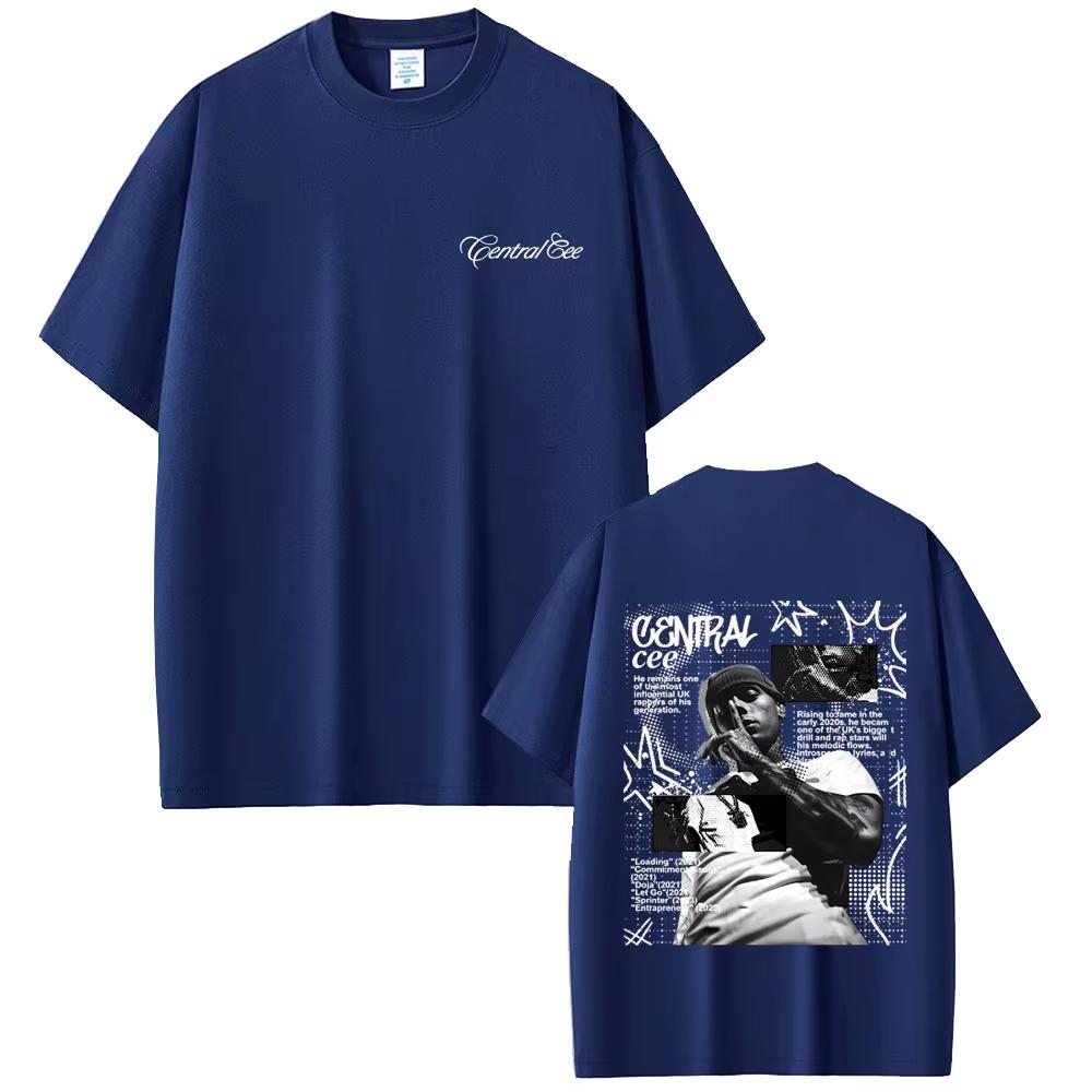 Hot Sale Rapper Central Cee Double Sided Graphic Print T Shirt Men Women Hip Hop Streetwear T-shirt Breathable Streetwear Short Sleeve Casual Tees