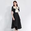 Women's Round Neck Bowknot Waist Dress