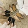 Shoes Womens Square Soft Leather Head Lightweight Wearresistant Antislip Autumn Flat Shoes Soft Sole Easy To Wear Pure Color Versatile Shoes