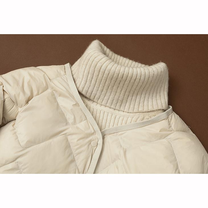 Women Winter Coats Autumn Long Down Jackets Collarless Windproof Puffer Parkas